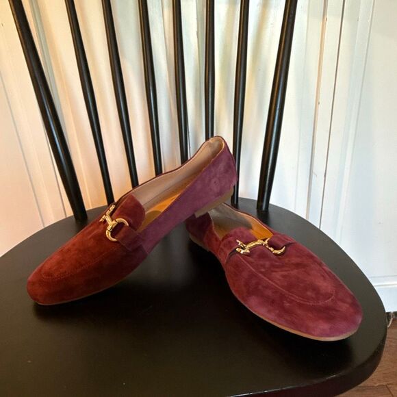 Joie burgundy suede loafer flats with buckle size 9 - Picture 10 of 11